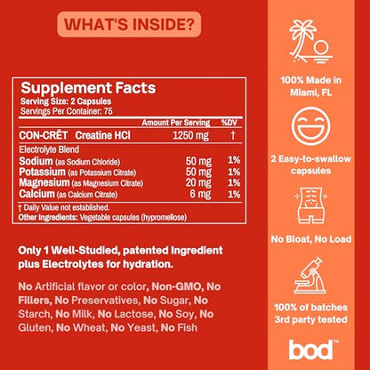 Creatine HCL Pills - Muscle Growth, Endurance, No Bloat, No Load, Not Flavored Goba TeaBuy Supplements Australia