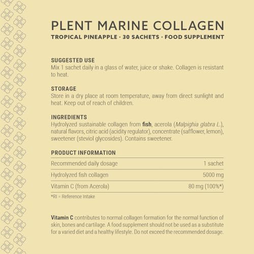 Plent Pure Marine Collagen Tropical Pineapple - Stay Beautiful - 5G Collagen Peptides Daily PlentBuy Supplements Australia