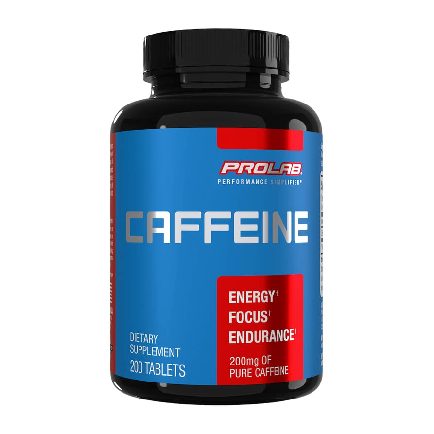 ProLab Caffeine Tablets 200mg - 200ct | Energy Support, Helps Enhance Endurance & Mental Focus, Reduce Fatigue, Pre-Workout, Extra Strength ProLabBuy Supplements Australia