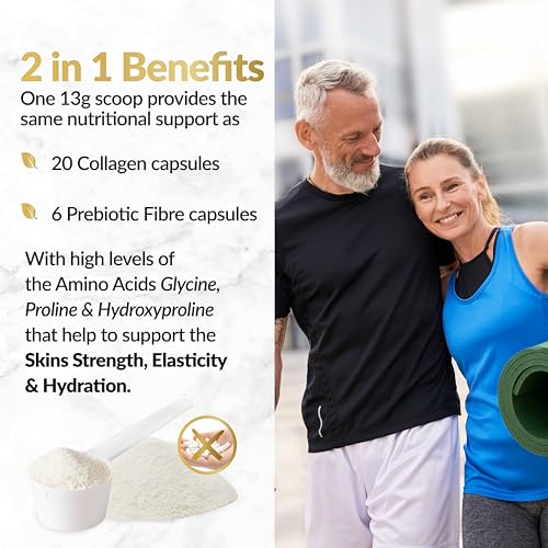 Prebiotic Collagen Powder - 390g Hydrolysed Bovine Collagen Peptides with Prebiotics for Gut Health & Skin Inner VitalityBuy Supplements Australia