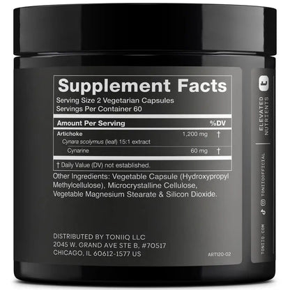 Toniiq Artichoke Extract 15:1 – with 5% Cynarin (60 mg) – 120 Vegan Capsules – Liver & Digestive Support - Lab Tested - Non-GMO Toniiq buy supplements Au