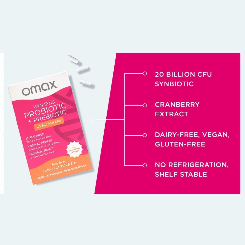 2 Pack Omax Prebiotics & Probiotics for Women, pH Balance, Vaginal Health, Urinary Tract, Yeast Omax3Buy Supplements Australia