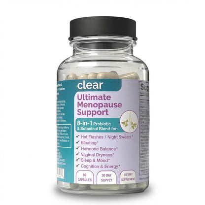 Clear Menopause Support for Women | 25-in-1 Formula with Black Cohosh, Dong Quai, Pre & Probiotics | Hot Flashes, Night Sweats, Mood, Sleep & Digestion | Hormone-Free | Made in USA | 60 Capsules Clear ProbioticsBuy Supplements Australia