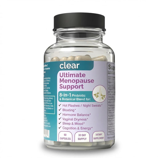 Clear Menopause Support for Women | 25-in-1 Formula with Black Cohosh, Dong Quai, Pre & Probiotics | Hot Flashes, Night Sweats, Mood, Sleep & Digestion | Hormone-Free | Made in USA | 60 Capsules Clear ProbioticsBuy Supplements Australia