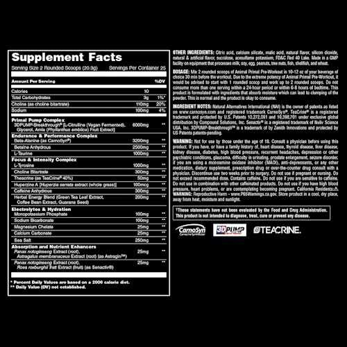 Animal Primal Muscle Hydration + Preworkout Powder – Contains Beta Alanine, 3DPump AnimalBuy Supplements Australia