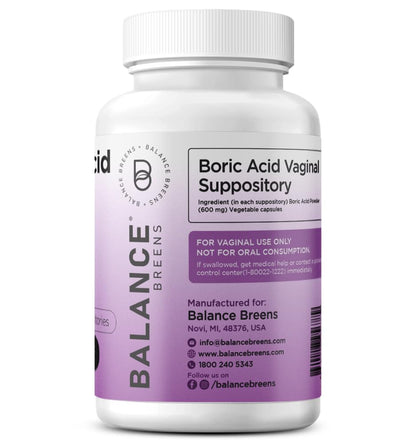 Boric Acid Suppositories for Women, 600 mg, 30 Vaginal Use Capsules - pH Balance Pills, Intimate Health Support, Yeast Infection Treatment, Made in USA (Pack of 1) BalancebreensBuy Supplements Australia