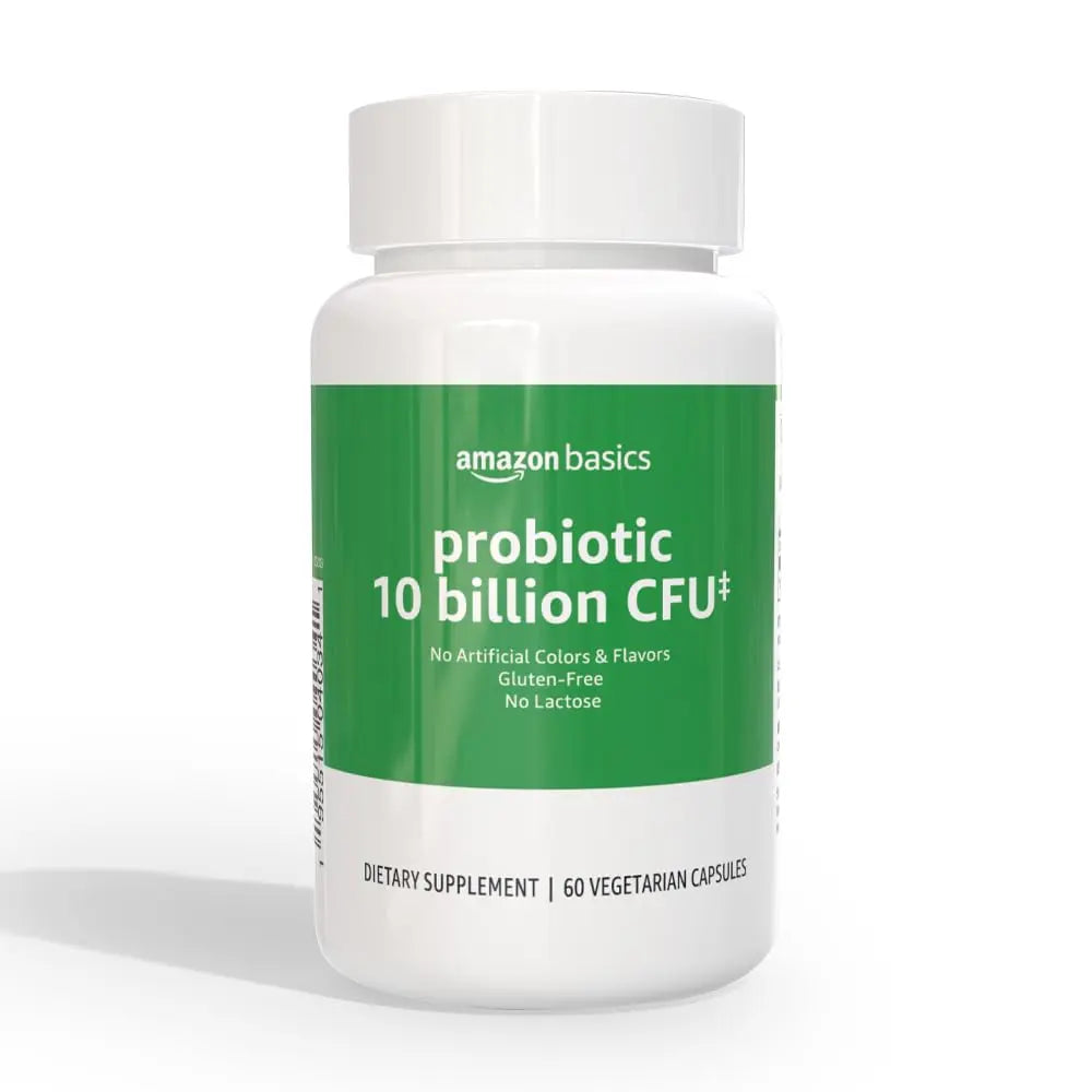 Amazon Basics Daily Probiotic, 10 Billion Active Cultures, Supporting Digestive and Intestinal Health, Capsule, 60 Count, Two Month Supply Amazon Basics buy supplements Au