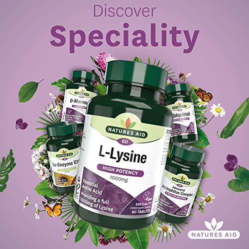 Natures Aid L-Lysine 1000 mg, High Potency Essential Amino Acid, Vegan, 60 Tablets natures aidBuy Supplements Australia