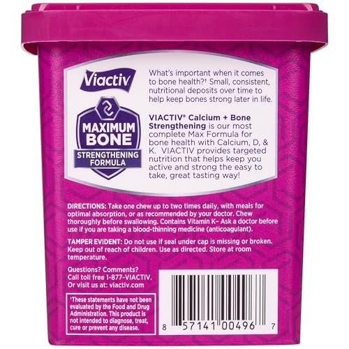 Viactiv Calcium + Vitamin D Supplement Soft Chews for Women & Men - Chewable Calcium for Bone Health Support, 650 mg per Serving, Vitamin D & K for High Absorption - 60 Count, Caramel ViactivBuy Supplements Australia