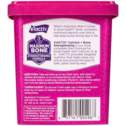 Viactiv Calcium + Vitamin D Supplement Soft Chews for Women & Men - Chewable Calcium for Bone Health Support, 650 mg per Serving, Vitamin D & K for High Absorption - 60 Count, Caramel ViactivBuy Supplements Australia