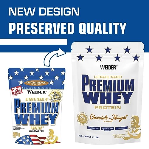 Weider Premium Whey (500g) Chocolate-Nougat Flavour. Ultrafiltrated Proteins from Whey Protein WeiderBuy Supplements Australia