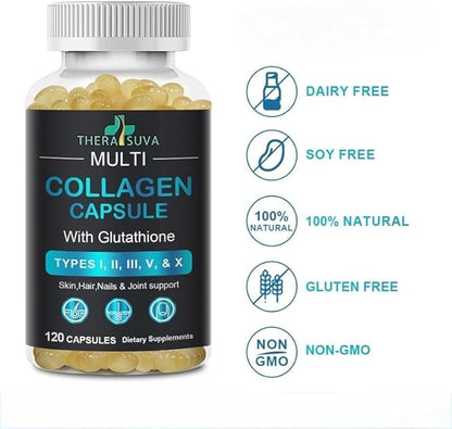 TheraSuva Complete Multi Collagen Complex – Types I, II, III, V & X + Biotin & Vitamin C – Hair, Skin, Nails & Joint Support, 2 Month Supply, 120 Softgels TheraSuva buy supplements Au