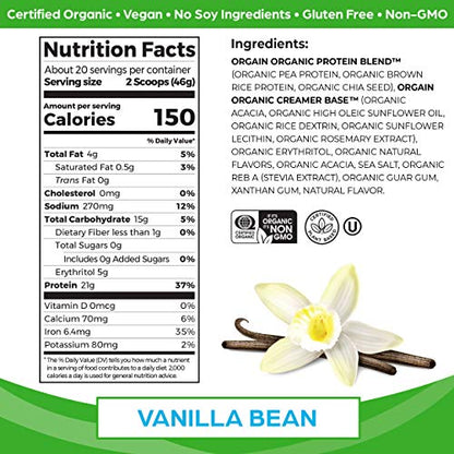 Orgain Organic Vegan Protein Powder, Vanilla Bean - 21g Plant Based Protein, Gluten Free OrgainBuy Supplements Australia