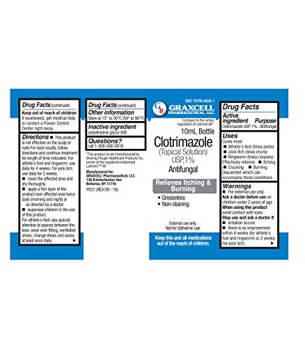 Graxcell Clotrimazole 1% Antifungal Topical Solution for Athlete's Foot, 0.33 Fluid Ounce GraxcellBuy Supplements Australia