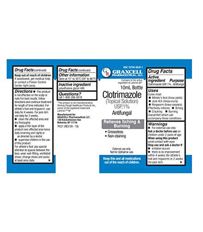 Graxcell Clotrimazole 1% Antifungal Topical Solution for Athlete's Foot, 0.33 Fluid Ounce GraxcellBuy Supplements Australia