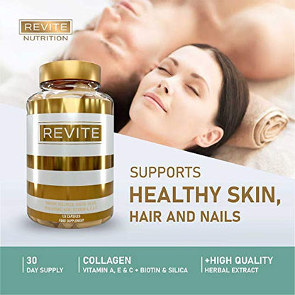 Marine Collagen Capsules 2000mg, Hyaluronic Acid, Silica, Biotin, Vitamin A, E & C Hair ReviteBuy Supplements Australia