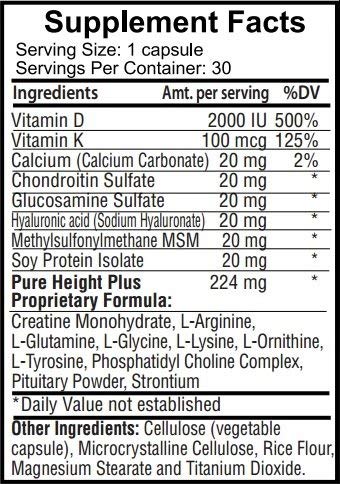Height Growth Vitamins Grow Taller - Increase Bone Strength Bone Density Bone Growth PURE BIOTECHNOLOGIESBuy Supplements Australia