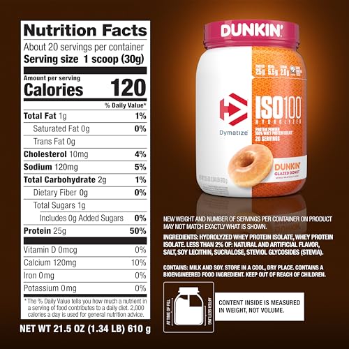 Dymatize ISO100 Hydrolyzed Protein Powder, 100% Whey Isolate, Dunkin' Glazed Donut DymatizeBuy Supplements Australia
