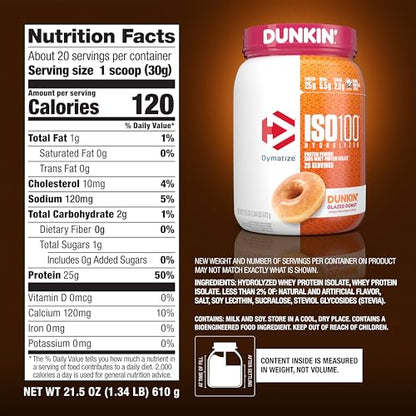 Dymatize ISO100 Hydrolyzed Protein Powder, 100% Whey Isolate, Dunkin' Glazed Donut DymatizeBuy Supplements Australia