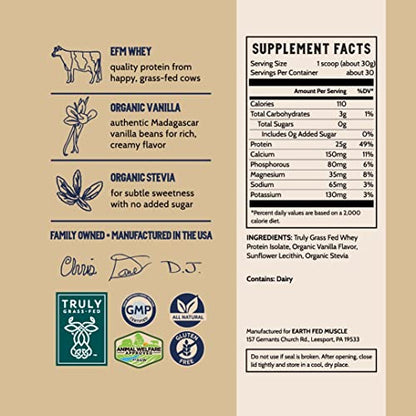 Earth Fed Muscle Whey Back Vanilla Truly Grass Fed Whey 2lb - No Fillers, Flow Agents Earth Fed MuscleBuy Supplements Australia