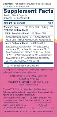 Renew Life Women's Probiotic Capsules, Supports Vaginal, Urinary, Digestive and Immune Renew LifeBuy Supplements Australia