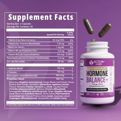 Activa Labs+ Hormone Balance for Women | Boost Energy, Mood, Libido and Focus | Supports Cycle&Menopause Comfort | Gluten, Soy&Lactose Free | 30 Day Supply Activa LabsBuy Supplements Australia