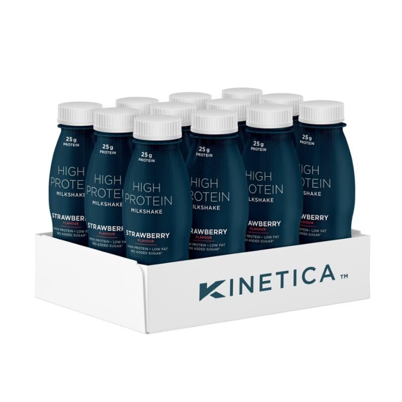 Kinetica Ready-to-Drink Protein Shake, 12 X 330mls, 165 cals, 25g Protein per Bottle, Low Fat (Strawberry) KineticaBuy Supplements Australia