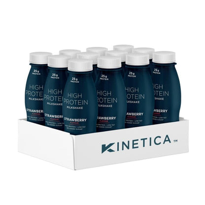 Kinetica Ready-to-Drink Protein Shake, 12 X 330mls, 165 cals, 25g Protein per Bottle, Low Fat (Strawberry) KineticaBuy Supplements Australia