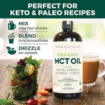 Viva Naturals Organic MCT Oil for Keto Coffee (32 fl oz) - Best MCT Oil Supplement Viva NaturalsBuy Supplements Australia