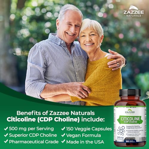 Zazzee Extra Strength Citicoline CDP Choline, 500 mg per Serving, 100 Vegan Capsules ZazzeeBuy Supplements Australia