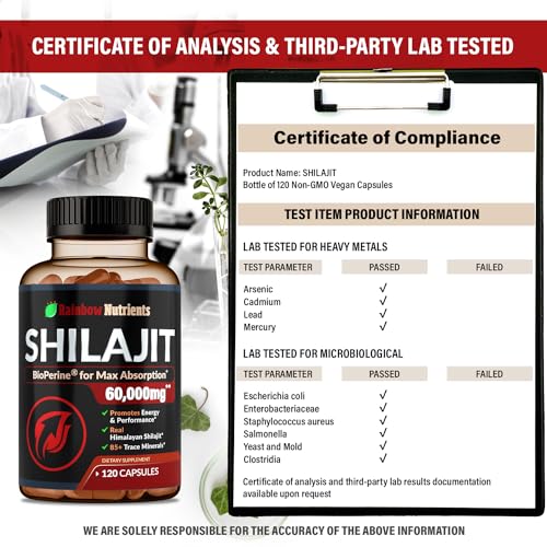 Pure Himalayan Shilajit Capsules Supplement (60,000mg+ Absorption Enhancer+50% Rainbow Nutrients, LLCBuy Supplements Australia