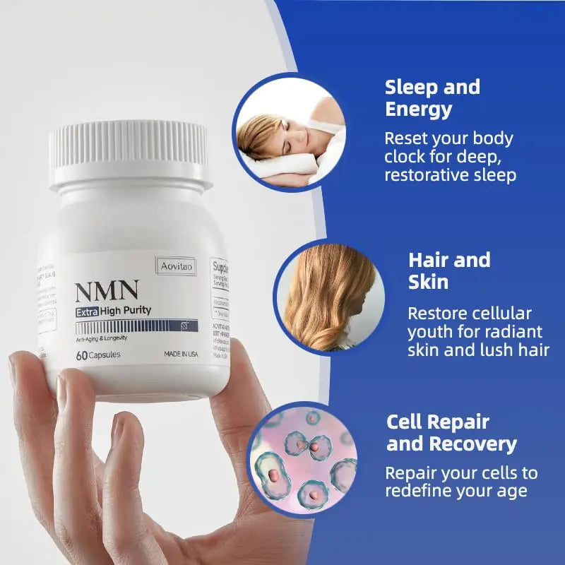 AOVITAO NMN Supplement 500mg Ultra Pure 99.8% | Stabilized Form | Supports NAD+ Production, Cellular Health & Healthy Aging | 60 Capsules AOVITAOBuy Supplements Australia