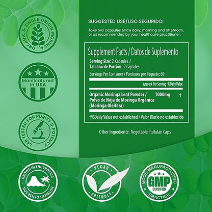 PURA VIDA Moringa Capsules Single Origin Moringa Powder Organic. Moringa Leaf PURA VIDA MORINGABuy Supplements Australia