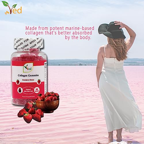 Ved Collagen Gummies; Chew Gummies Strawberry Flavour, Raw Unfiltered Collagen Gummies VedBuy Supplements Australia