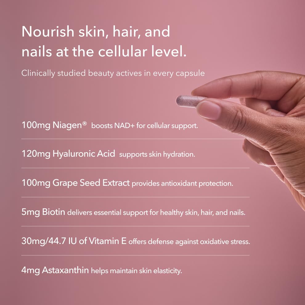 TRU NIAGEN 1,000mg + Beauty Bundle. A Full-Spectrum Bundle for Clinical-Strength Daily NAD+ Support and targeted Beauty Actives for Healthy Skin, Hair, and Nails at The Cellular Level. TRU NIAGENBuy Supplements Australia