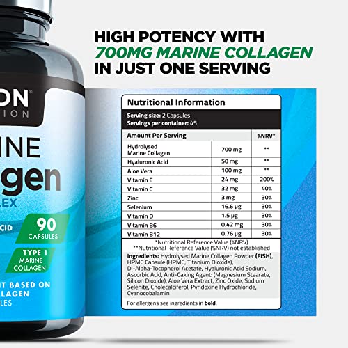 Marine Collagen Capsules 1400mg with Hyaluronic Acid, High Strength Collagen Supplement TDNBuy Supplements Australia