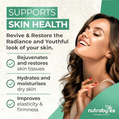 Vegan Collagen Supplement For Skin, Hair, Nails, Joints & Bones with Hyaluronic Acid, Biotin, Lysine, Bamboo Silica, Zinc, Vitamin C, D3, B12, E NUTRABYTESBuy Supplements Australia