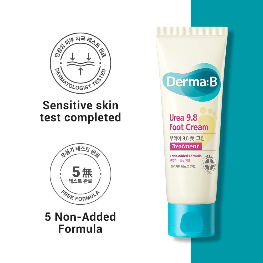 Derma B | Urea 9.8% Foot Cream | Foot Lotion for Dry Cracked Heel Treatment | Camellia Oil, Urea Cream for Feet | Hypoallergenic Leg Cream for Sensitive Skin | Woody Scent Foot Care | 2.7 fl oz (80ml) Derma B buy supplements Au