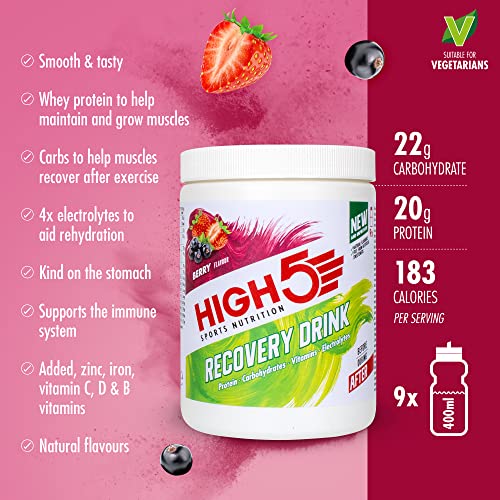 HIGH5 Recovery Drink | Whey Protein Isolate | Promotes Recovery | (Berry, 450g) HIGH5Buy Supplements Australia