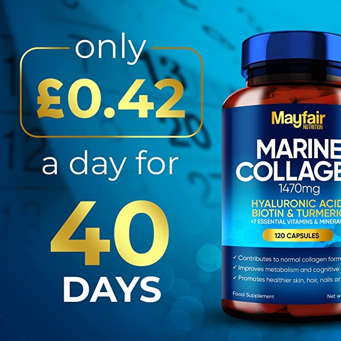 Mayfair Nutrition Marine Collagen 120 High Strength Capsules 1470mg Complex with Hyaluronic Acid Mayfair NutritionBuy Supplements Australia