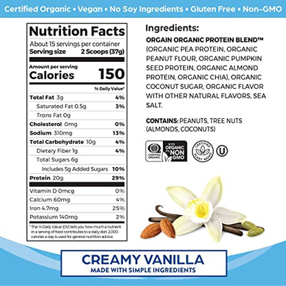 Orgain Organic Simple Vegan Protein Powder, Vanilla - 20g Plant Based Protein OrgainBuy Supplements Australia