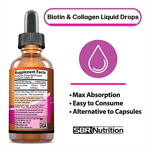 SBR Nutrition Biotin and Collagen Liquid Drops Daily Food Supplement, Vitamins SBR NutritionBuy Supplements Australia