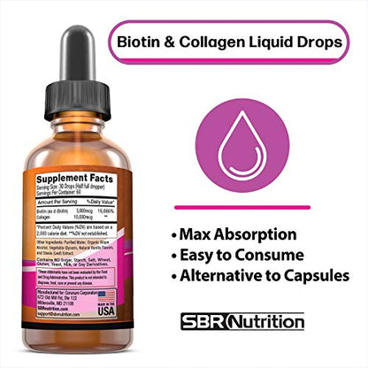SBR Nutrition Biotin and Collagen Liquid Drops Daily Food Supplement, Vitamins SBR NutritionBuy Supplements Australia