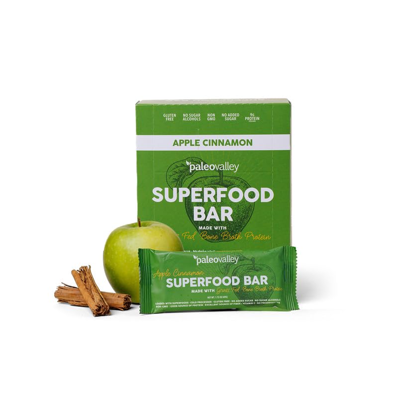 Paleovalley Superfood Bars – Apple Cinnamon– 10 Pack – 9g Protein per Bar – Gluten-Free, Grain-Free, Paleo, Non-GMO – On-the-Go Snack PaleovalleyBuy Supplements Australia