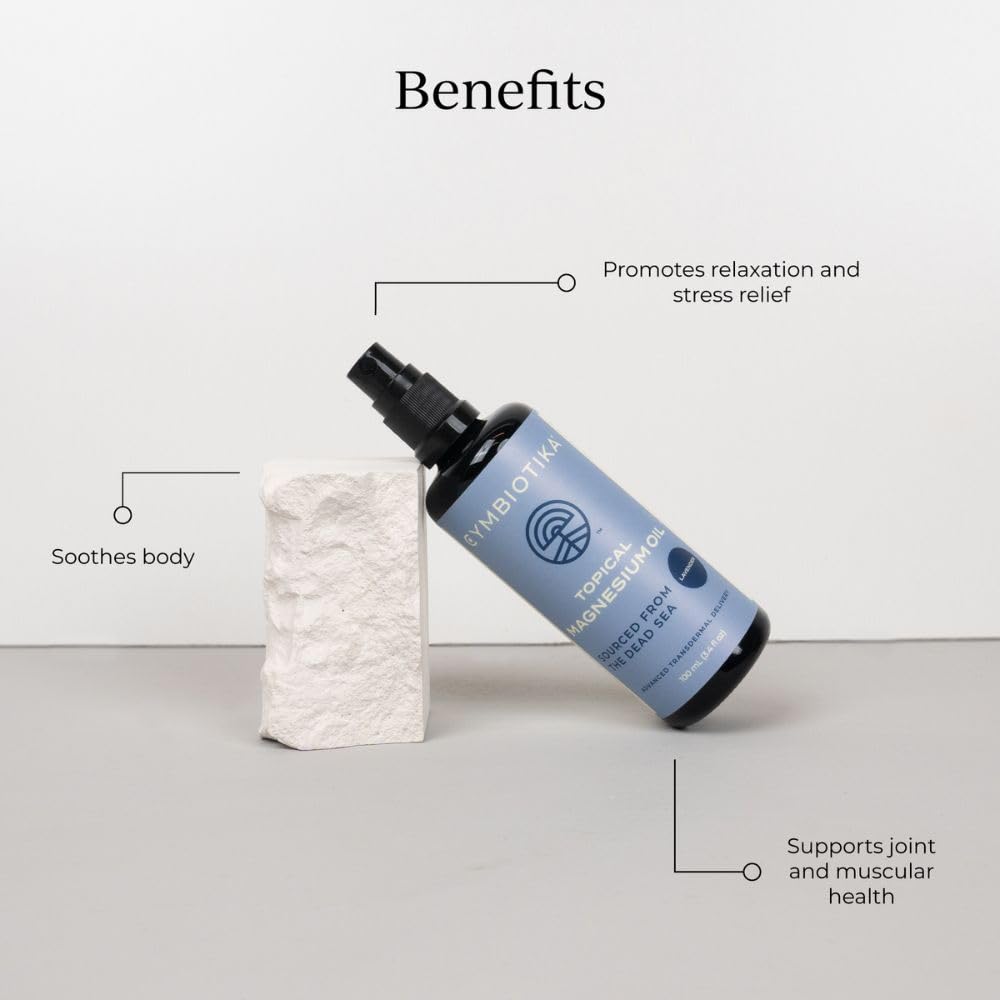 CYMBIOTIKA Topical Magnesium Oil Spray for Body, USA Made, Supplement for Leg Cramps, Muscle, Joint Health & Sleep Support, Includes Magnesium Chloride, Lavender Extract, Aloe Vera - Skin Applicator CYMBIOTIKABuy Supplements Australia