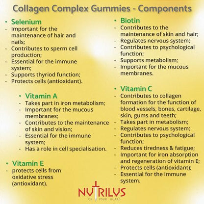 Collagen Complex 90 Natural Pineapple Gummies 500mg - Large Pack - with Biotin & Selenium NutrilusBuy Supplements Australia