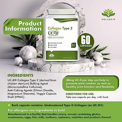 UC-II® Collagen Type 2-40mg - 60 Capsules | Joint Support | Manufactured in The UK HelleniaBuy Supplements Australia