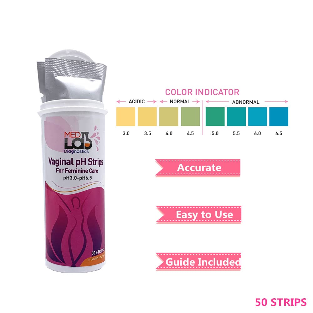 Vaginal ph Test Strips for Women(50 cnt). BV Bacterial Vaginosis and Yeast Infection Test Strips Med Lab DiagnosticsBuy Supplements Australia