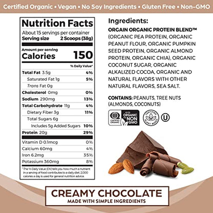 Orgain Organic Simple Vegan Protein Powder, Chocolate - 20g Plant Based Protein OrgainBuy Supplements Australia