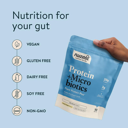 Nuzest - Protein + Microbiotics – Gut Health - Plant Protein Powder - French Vanilla, 300g (10 Servings) NuzestBuy Supplements Australia